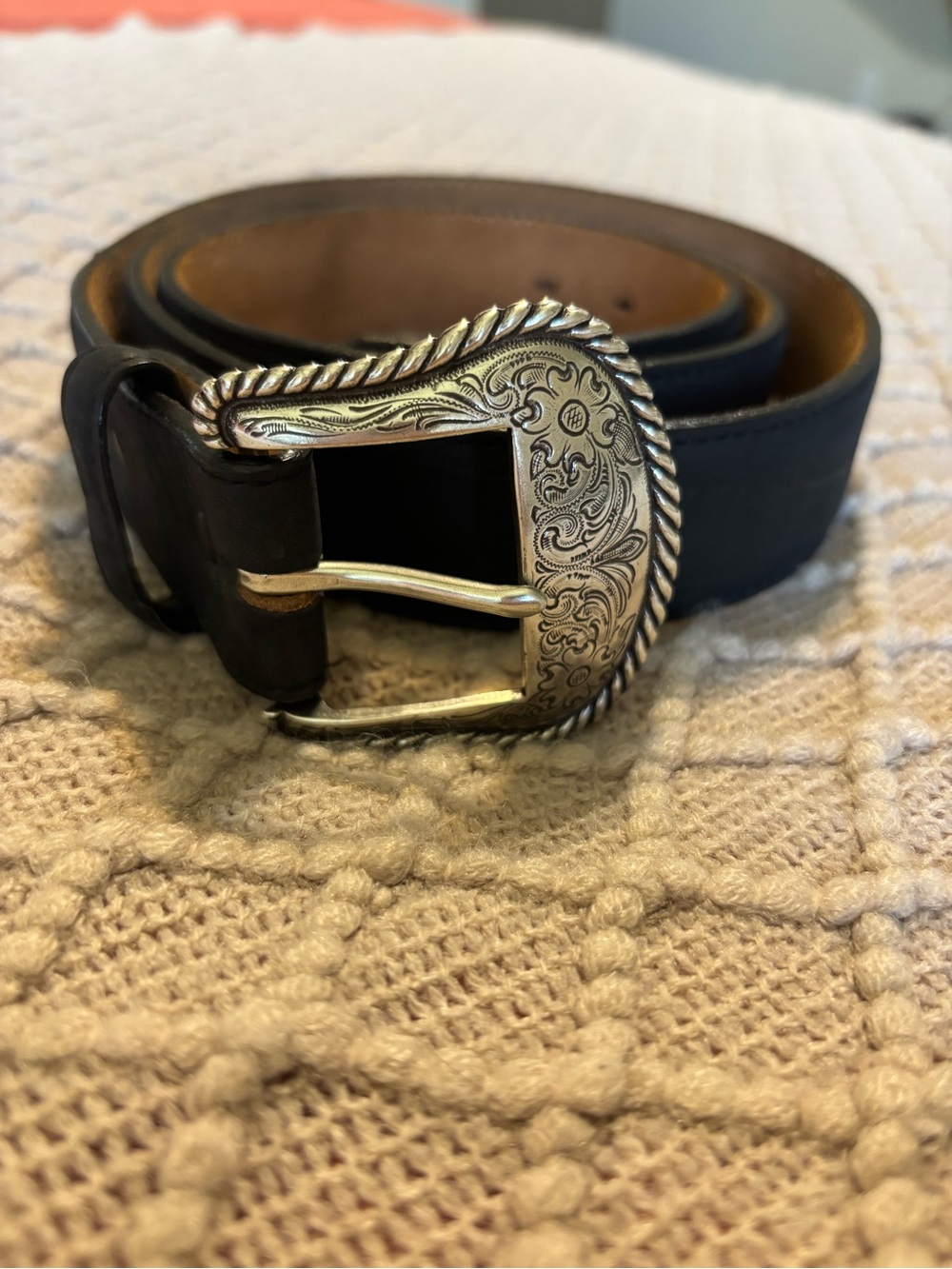 Silver Creek Black Leather Womens Western Belt with Silver Buckle USA Made NWOT
